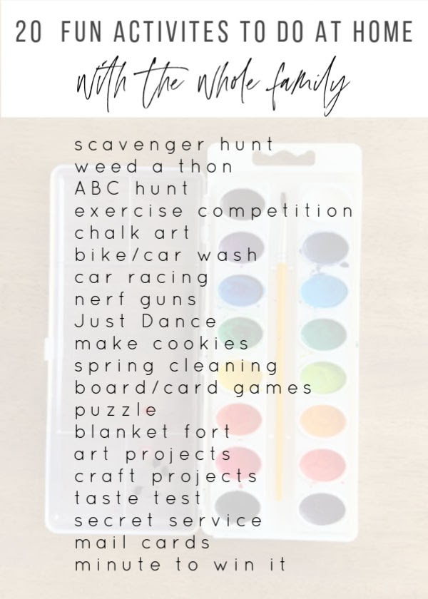 She's Crafty 20 Activity Ideas for the whole family to do at Home